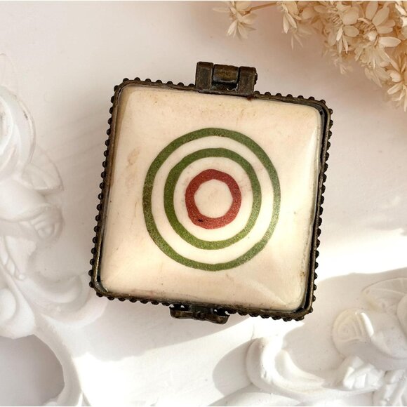 Other - Cream Colored Bullseye Painted Chinese Inspired Trinket | Jewelry | Ring Box